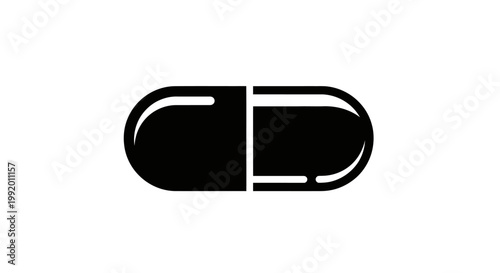 Black and white capsule pill.