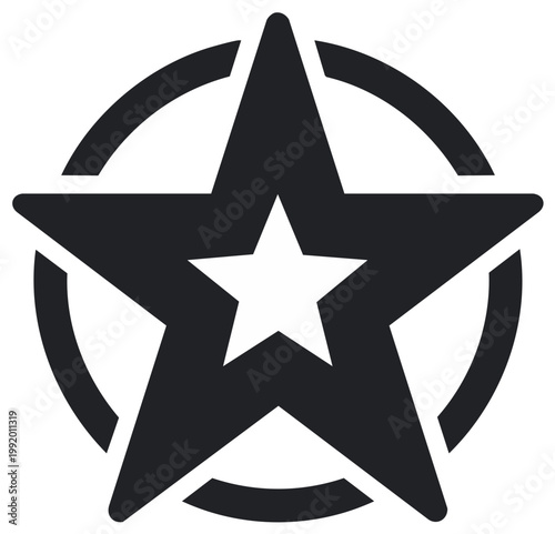 Military army star symbol in a broken circle patriotic insignia vector graphic