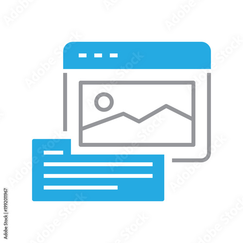 Blue and gray two tone alt text icon