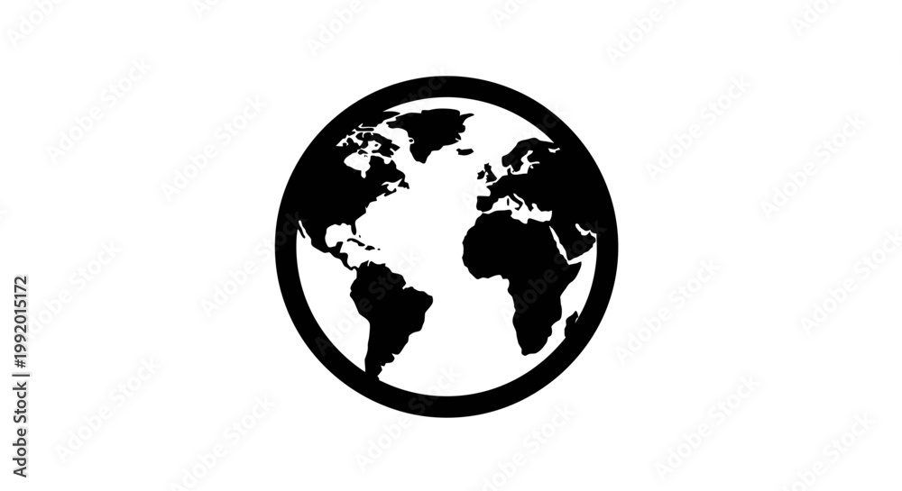 Fototapeta premium Black and white globe earth symbol.