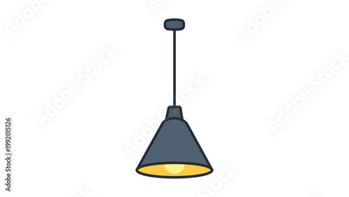 Modern Pendant Lamp Vector Icon with Editable Stroke. Minimalist flat illustration of a hanging ceiling light fixture for interior design, home decor, and lighting concepts. Scalable SVG graphic.