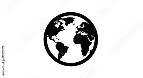 Black and white globe earth symbol.