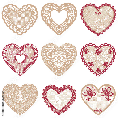 Decorative Heart Shapes Collection: Lace and Doily Designs for Valentine's Day
