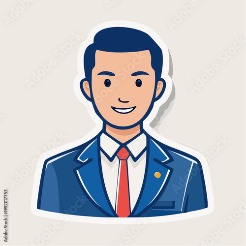 Cartoon Man in Suit and Tie
