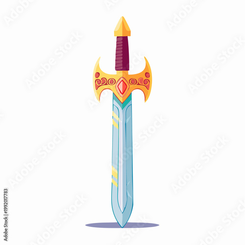 Fantasy Sword with Ornate Golden Hilt and Gemstones