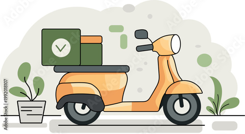 Scooter Delivery Illustration – Fast Courier Service and Food Delivery Concept