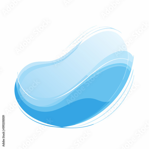 Abstract Blue Wavy Shapes with White Lines
