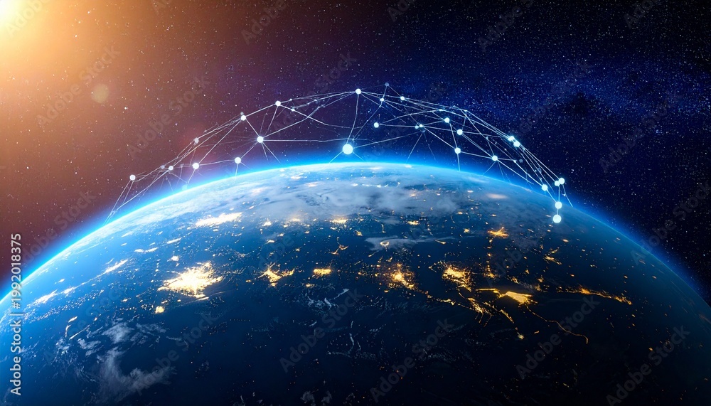 Obraz premium Prompt: Global network of light