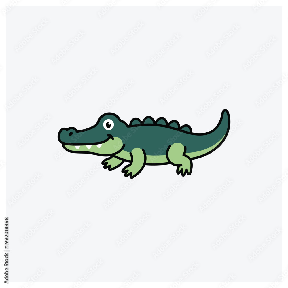 Fototapeta premium Cute cartoon crocodile illustration silhouette