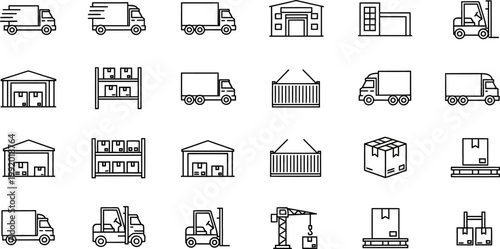 Transport Vehicle Outline Icon Collection