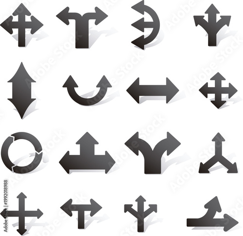 Diverse arrow symbol collection for guidance and web design vector