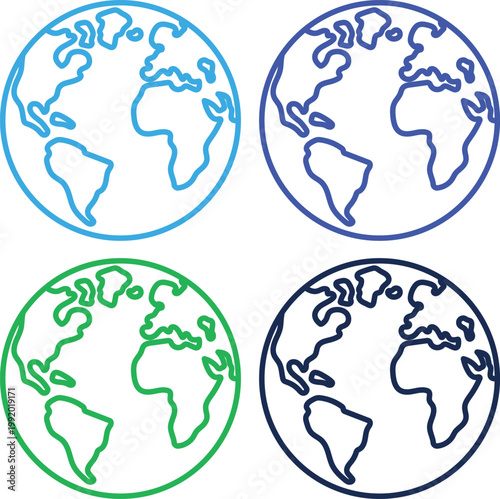 Minimalist globe icons isolated on for white international branding vector