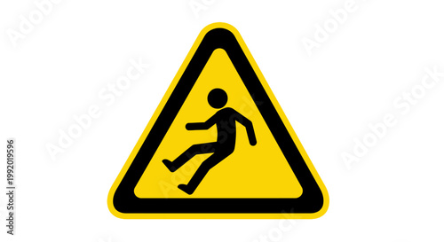 A yellow triangle road sign serves as a caution symbol to beware of the danger from high voltage and hazard conditions during street construction work to ensure pedestrian safety and prevent an accide