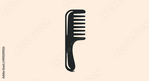 A single black plastic hairbrush tool with a handle is isolated on a white background as a clean beauty accessory for barber styling and professional hygiene care