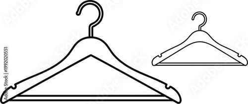 Professional Clothes Hanger Vector Icon Set with Notched Shoulders and Pant Bar for Fashion Retail Apparel Display and Wardrobe Organization Graphic Designs