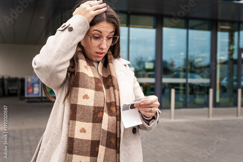 Cost of Living Crisis Woman Examining Shopping Bill