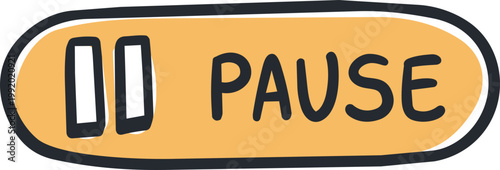Hand Drawn Pause Button Icon Yellow Doodle Graphic