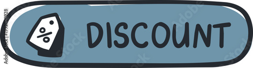 Hand Drawn Blue Discount Banner with Price Tag Icon