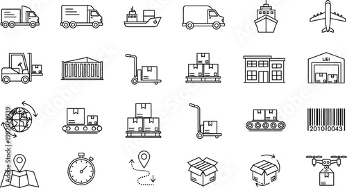 Logistics Shipping Outline Icons