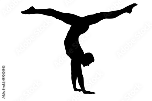 Graceful Handstand Silhouette: A dynamic silhouette captures a gymnast executing a perfect handstand, embodying strength, balance, and artistic expression. 