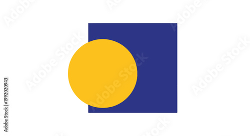 Yellow Circle Overlapping Dark Blue Square.