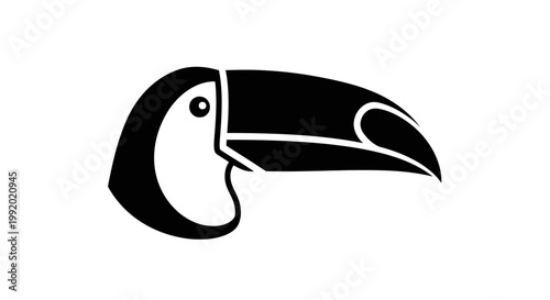 Black and white toucan head side view.