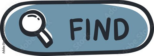 Hand Drawn Find Button with Magnifying Glass Icon
