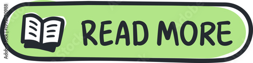 Hand Drawn Green Read More Button with Book Icon
