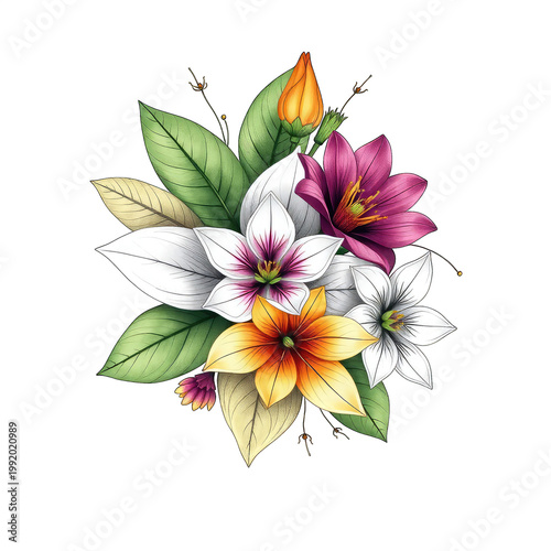 bouquet of flowers with transparent background PNG and JPEG image