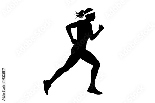 Silhouette of a Dynamic Runner: The silhouette of a determined runner in full stride showcases the power and grace of athletic pursuit, emphasizing speed, motion, and the thrill of the run.