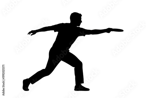 Silhouette Disc Mastery: A dynamic silhouette captures a person in the midst of a perfect frisbee throw, embodying the essence of sport. The scene showcases agility and precision.