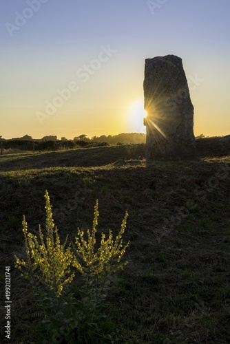 Dolmen Les Pierres Plates in the evening light, Locmariaquer, Département Morbihan, France