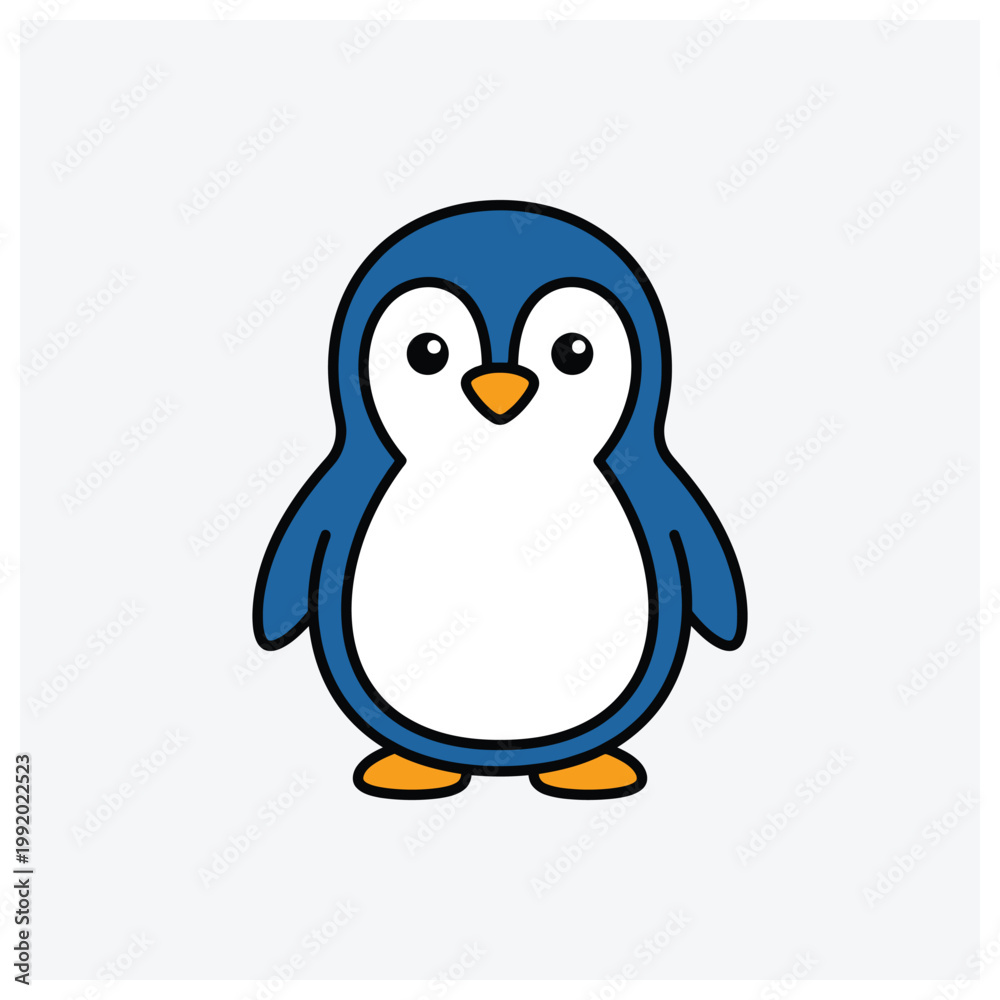 Fototapeta premium Cute blue and white penguin silhouette illustration