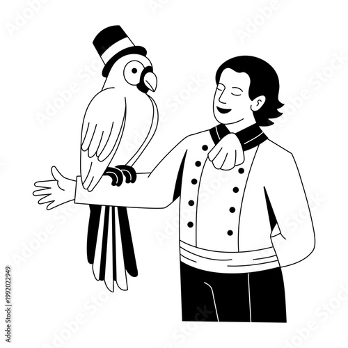 A hand drawn style illustration representing a ringmaster
