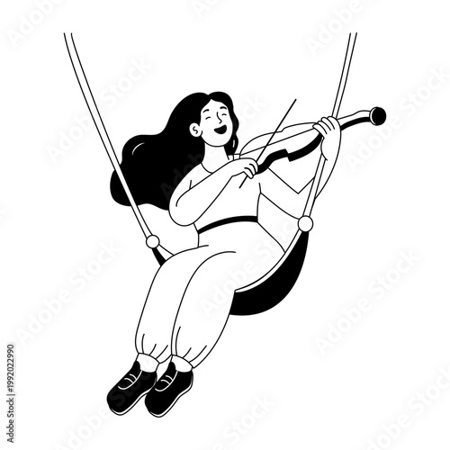 A hand drawn style illustration showing a violinist
