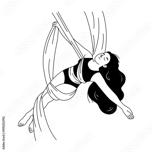 A doodle style illustration showing a character performing aerial acrobatics
