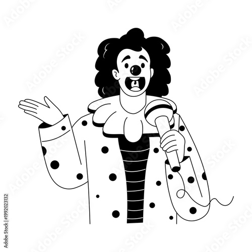 illustrationA hand drawn style illustration showing clown singing
