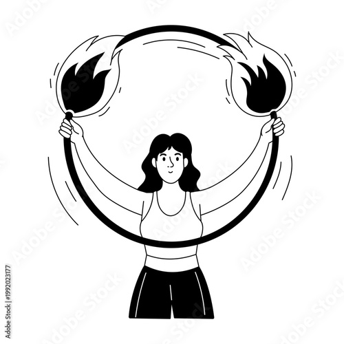 A hand drawn style illustration showing a character holding fire ring
