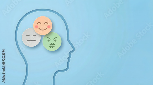 Fototapeta emotions in the head, mixed feelings, thinking