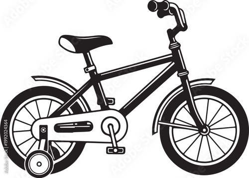 Black and white bicycle, children's bike, kid's bike, bike icon