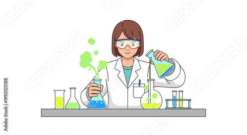 Female scientist in lab coat working.