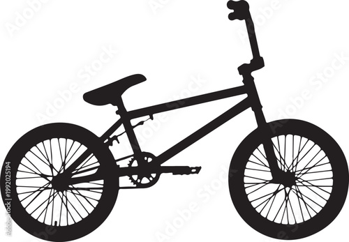 Black bicycle silhouette, BMX bike icon, vector bike illustration, cycling graphic
