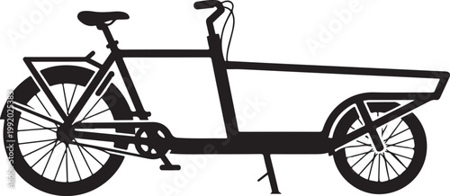 Cargo Bike, Bicycle Silhouette, Black Vector, Delivery Cycle, Transport Illustration