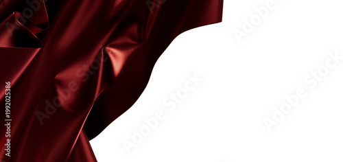 Close up of rich red fabric with shiny texture flowing. Perfect for backgrounds and artistic project