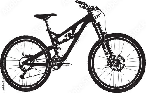 Black mountain bike, bicycle vector, cycling sports equipment, outdoor recreation