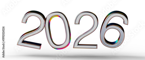 2026 year number metallic d...