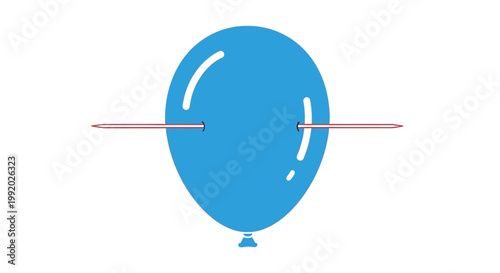 Blue balloon tied with string.