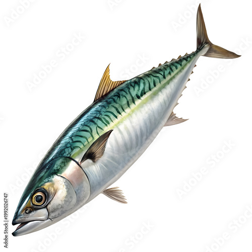 A detailed illustration of a fish with vibrant scales on a black background
