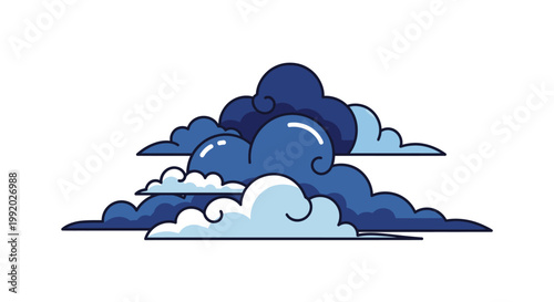 Blue Cloudy Sky Weather Forecast Icon.