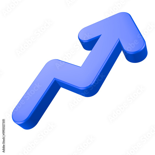 3D blue arrow icon representing growth, progress, or upward trends. 